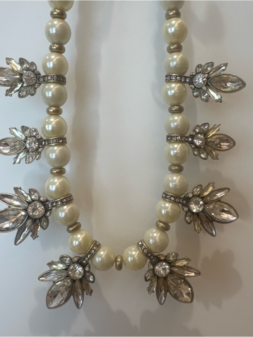 Elegant Pearl and Crystal Statement Necklace - Ivory